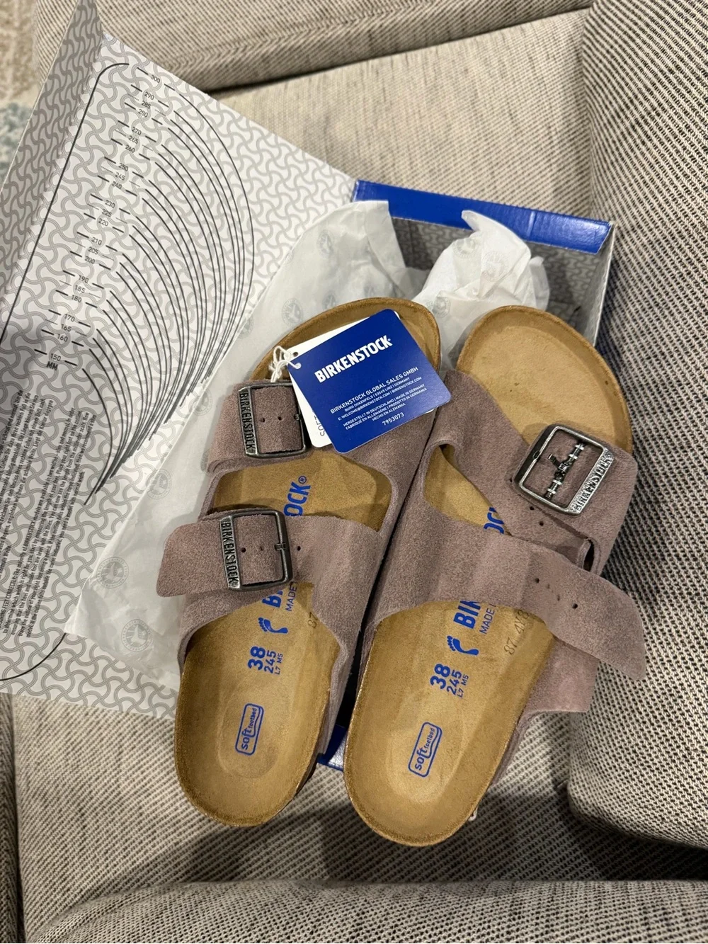 NIB Birkenstock Arizona Suede faded purple  Sandals - Picture 2 of 4